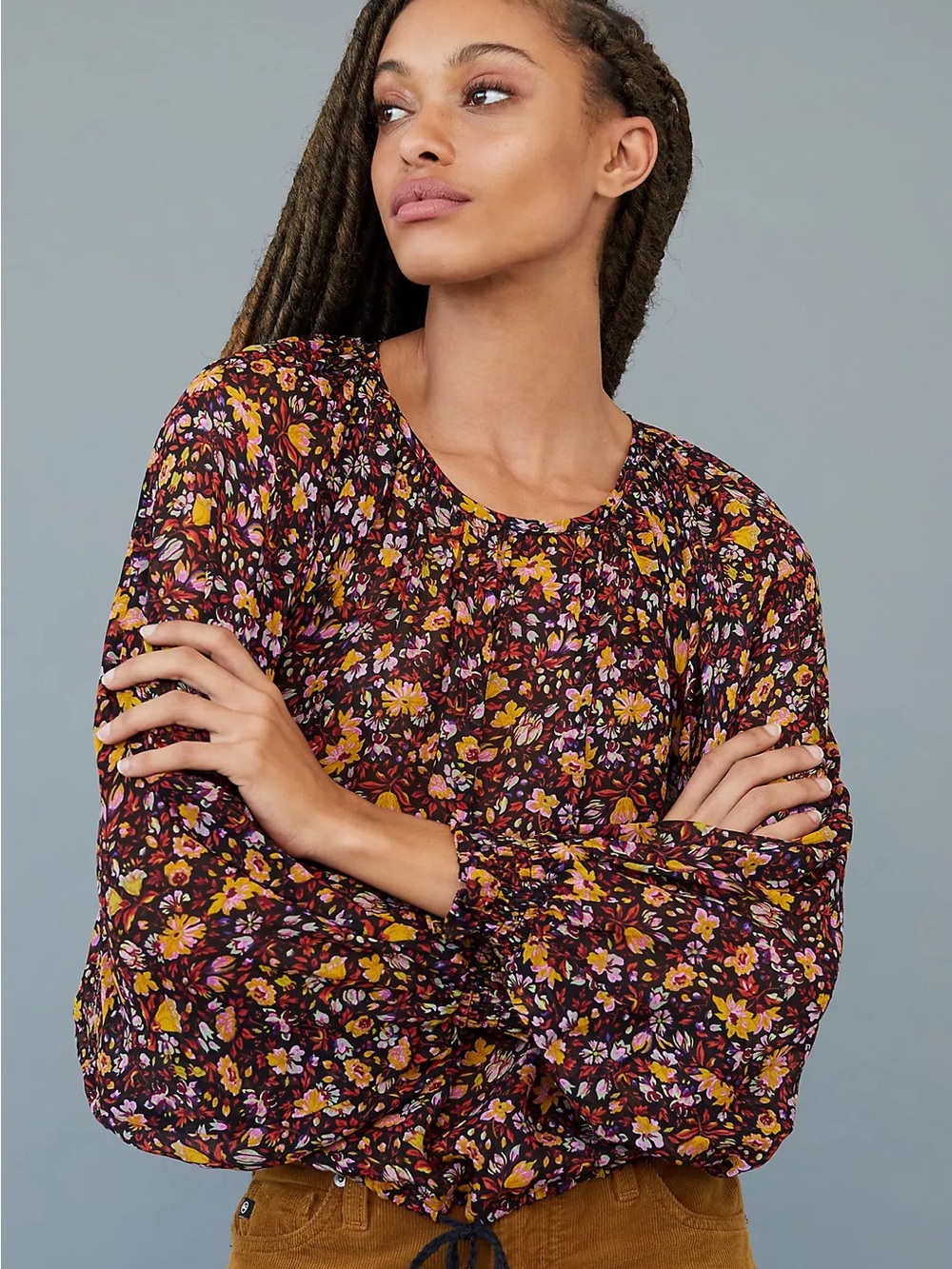 By Anthropologie Pauline Balloon-Sleeved Blouse Floral Print